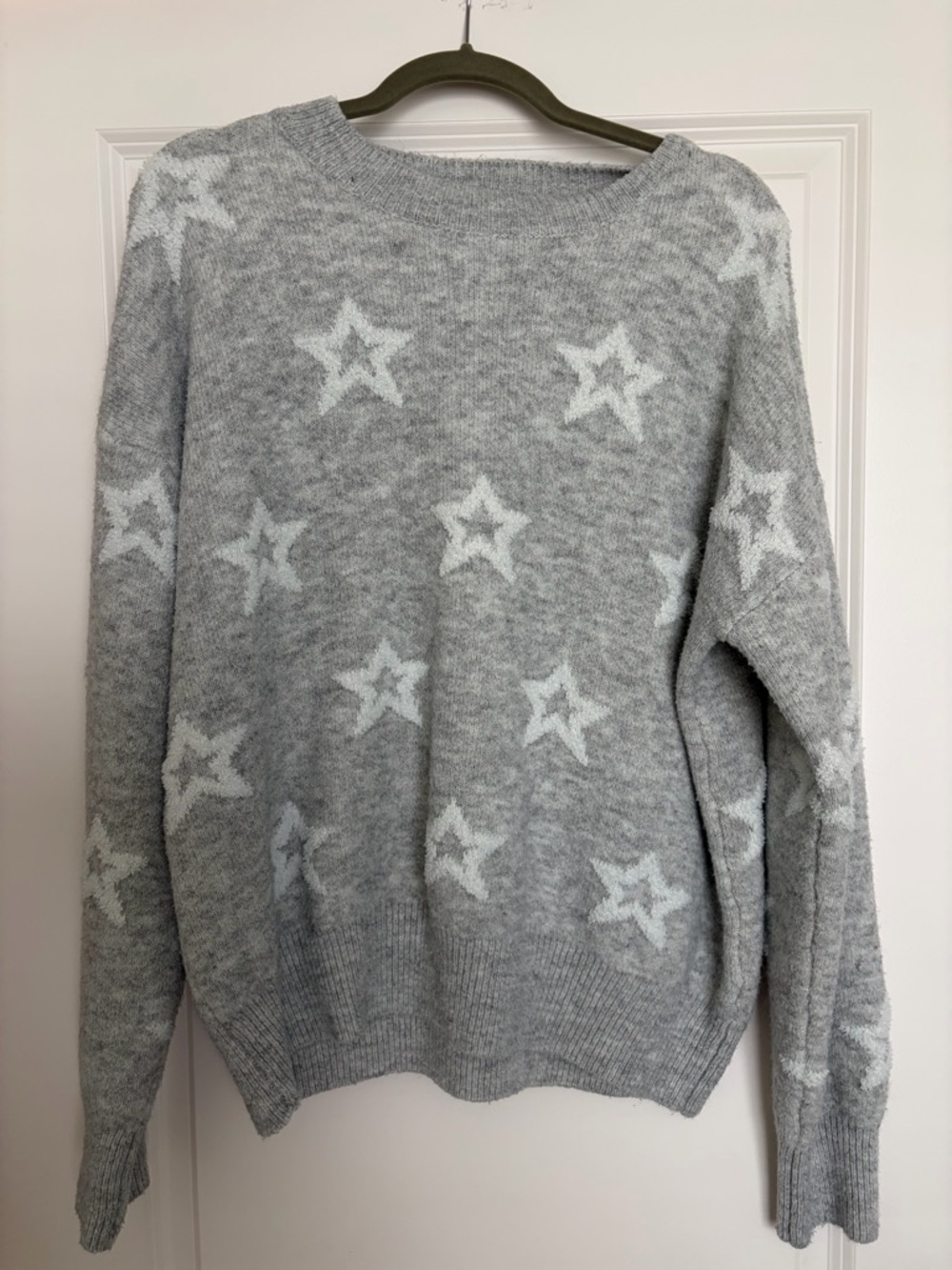 Pinch Light Gray Star-Print Crewneck Sweater